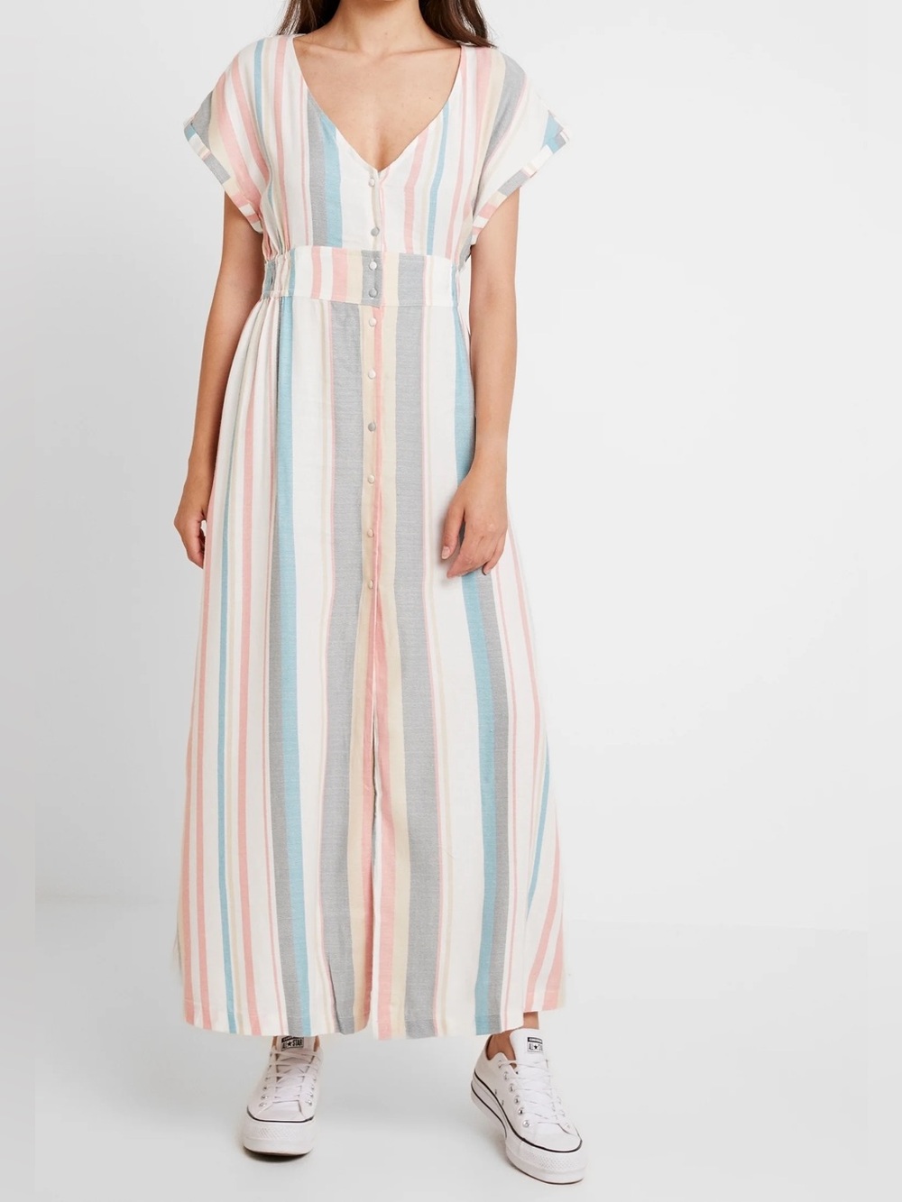 Roxy Furore Lagoon Striped  Sleeveless Dress Size Small Coastal Beachy